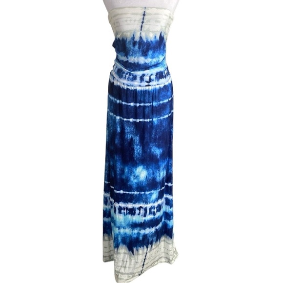 Venus Blue & White Stretch Strapless Long Maxi Dress size XS - Picture 1 of 8